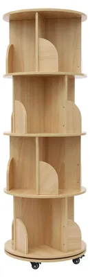 Immagine prodotto di Libreria in legno massello, scaffale girevole a 360°, 4 ripiani, pino, 45x98 cm. Ideale per soggiorno, ufficio, cameretta