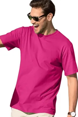 Zdjęcie produktu dla T-shirt męski na lato, 100% bawełna, bez nadruku, jednolity kolor, 145 g/m2, kolor purpurowy, rozmiar M