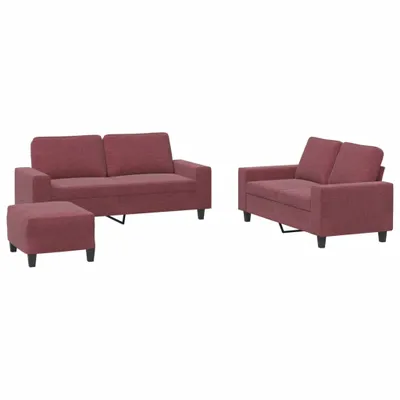 Produktbild von 3-tlg. Sofagarnitur Weinrot Stoff