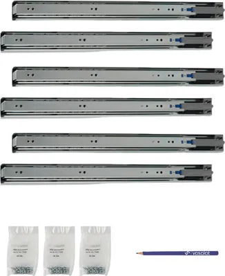 Produktbild von Schubladenschienen 450mm softclose Kugelführung - Vollauszug mit integrierter Dämpfung, 32-Systemlochung - 3 Paar