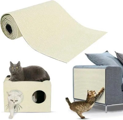 Obrázek produktu pro Škrabadlo pro kočky, samolepicí, odolné proti poškrábání, 30 x 100 cm, béžové