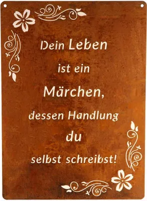 Produktbild von Schild Spruchtafel rostiges Gartenschild Edelrost Rost zum hängen Gartendeko 29x21cm, Dein Leben ist ein Märchen ......