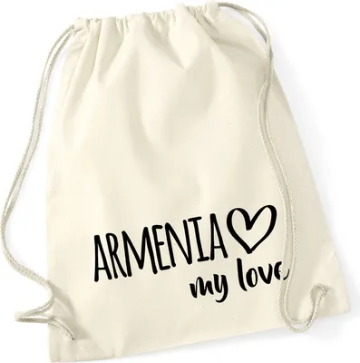 Produktbild von Huuraa Turnbeutel Armenia my love 12 Liter Natural Baumwolle Rucksack Geschenkidee