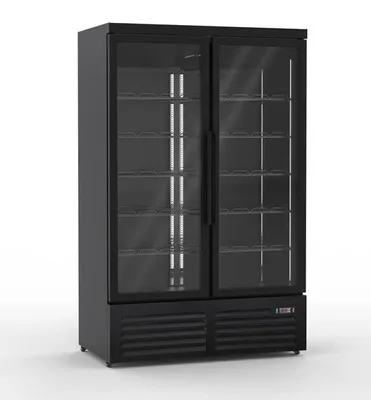Produktbild von Gastro Getränkekühlschrank | Flaschenkühlschrank | Gewerbekühlschrank | 2 Glastüren | Schwarz | 1250 Liter | +2 bis +10 °C
