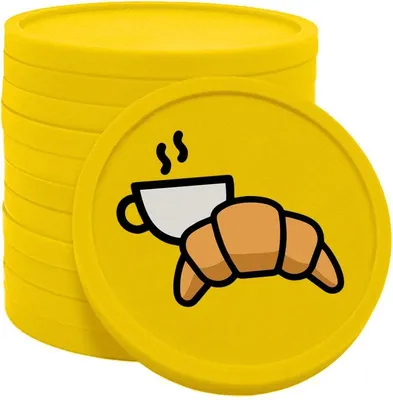 Immagine prodotto di Croissant CombiCraft con monete di caffè gialle Ø29mm stampate su un lato - 100 pezzi