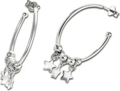 Produktbild von SilberDream Ohrringe Sterne Damen 925 Silber Creolen ECHT-Schmuck SDO6702J