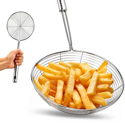 Schaumlöffel aus Edelstahl 14 cm, hitzebeständig, für Frittieren und Abtropfen