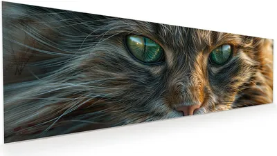 Produktbild von Glasbild 120x40cm in XXL für Wohnzimmer, Schlafzimmer Motiv Nahaufnahme Katze