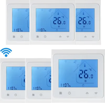 Zdjęcie produktu dla 6X Inteligentny termostat WIFI Cyfrowy termostat pokojowy LCD do elektrycznego ogrzewania podłogowego Regulator temperatury Funkcja sterowania głosowego Programowalny termostat ścienny