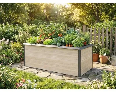 Produktbild von Hochbeet klassisch Konsta mit Schneckenkante 203 x 98 x 76 cm Holzoptik