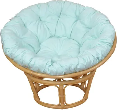 Produktbild von Papasansessel - Rattansessel  ø 80 cm beige gebeizt, mit Auflage pastellmint
