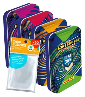 Immagine prodotto di Set di carte collezionabili FIFA 365 Adrenalyn XL 2027: 1 confezione display (4 confezioni singole) + protezioni esclusive per le carte
