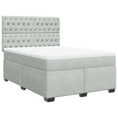 Produktbild von vidaXL Boxspringbett mit Matratze Hellgrau 160x200 cm Samt