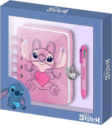Obrázok produktu pre Stitch and Angel Heart Plyšový denník s perom