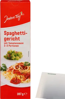Produktbild von Jeden Tag Spaghetti mit Tomatensauce (397g Packung) + uay Block