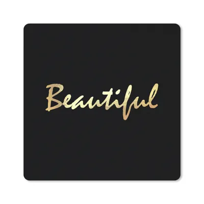 Produktbild von MuchoWow® Mauspad Mousepad Zitat - Schönheit - Schwarz - Gold 20x20 cm - Mousepads - Maus Mat - Pad - Mausunterlage - Desk Mat - Bureauartikeln