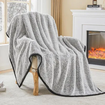 Productafbeelding van Sherpa fleece deken, 230x270 cm, zwart, omkeerbaar