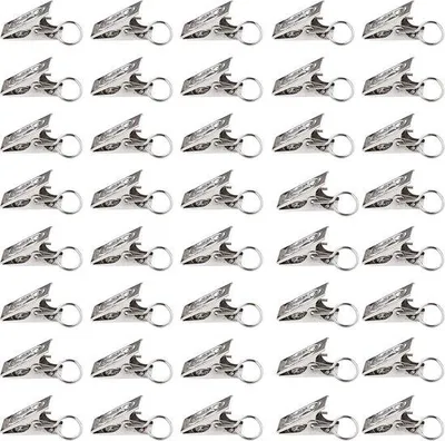 Imagen del producto de Unyqoos® Somstyle, juego de 40 ganchos para cortinas con abrazadera, acero inoxidable (RVS), color plateado, 26 x 10 mm – universales para cortinas y rieles