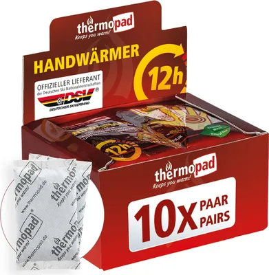 Produktbild von Thermopad Handwärmer | kuschlig weiches Wärmekissen | 12 Stunden wohltuende Wärme von 55°C | angenehme Taschenwärmer | 10 Paar