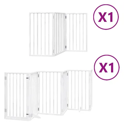 Image de Barrière pour chien porte pliable 9panneaux blanc bois peuplier