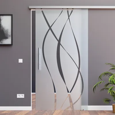 Produktbild von AMOD Glasschiebetür M6 mit SoftStop, 1025 x 2050 mm (SlimLine Komplett Set) Design/Nachbildung M6, inkl. Griff-Stange BM6-1025-420-AS