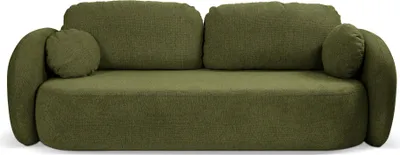 Produktbild von Sofa AMICO mit Schlaffunktion, Schlafsofa, Wohnzimmersofa, Couch, Soffa, Bettsofa, Geflochtener Stoff – Grün ARAGON 39