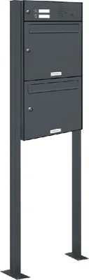 Produktbild von 2er Briefkasten Standanlage Freistehend RAL 7016 Anthrazit Klingel