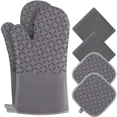 Zdjęcie produktu dla Szara bawełniana rękawica do grillowania z antypoślizgową powierzchnią – 33 × 17,78 cm