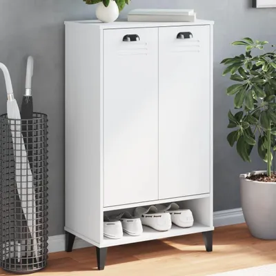 Zdjęcie produktu dla Biała szafka na buty wykonana z materiału drewnopochodnego