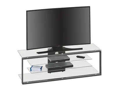 Produktbild von MAJA MÖBEL TV-Lowboard 130 cm – Glas & Metall Anthrazit, modernes Fernsehmöbel mit ESG-Sicherheitsglas & Kabelmanagement 130 x 42 x 40 cm