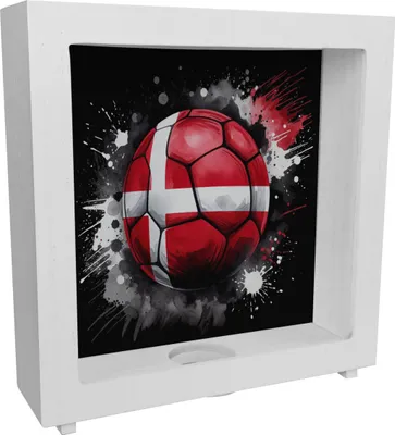 Produktbild von Fußball Dänemark Flagge Rahmen Spardose aus Holz
