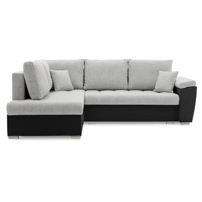 Produktbild von Ecksofa VEGAS 245/190 LINKS mit schlaffunktion und Bettkasten - L-förmig - Eckcouch in modernem Design - Hellgrau & Schwarz