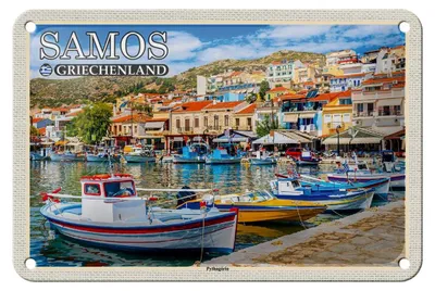 Produktbild von Blechschild Reise 18x12cm Samos Griechenland Pythagório Kleinstadt
