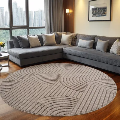 Produktbild von Teppium Teppich Wohnzimmer Boho Design Bouclé Schlingenflor Skandi Stil Robust Superweich für Schlafzimmer, Grösse: 80 cm Rund