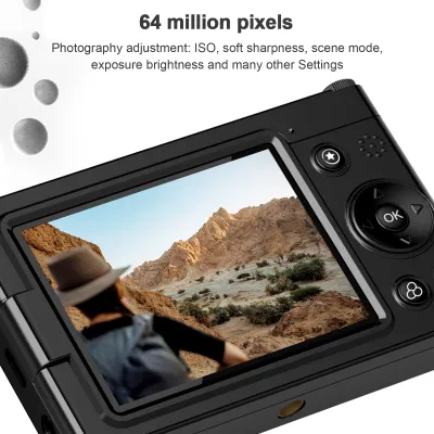 Produktbild von Tragbare 4K CCD-Digitalkamera, WiFi-Digitalvideokamera, 64 MP, 2,83 Zoll IPS-Bildschirm, manueller/automatischer Fokus, 28-facher Digitalzoom, integrierter Blitz, 80 Filtereffekte, Geburtstags- und Festivalgeschenk fuer Studenten, Teenager, Freunde