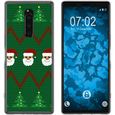 Produktbild von PhoneNatic Case kompatibel mit Sony Xperia 1 Silikon-Hülle X Mas Weihnachten X-Mas Sweater M7
