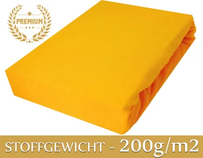 Produktbild von Spannbettlaken Frottee Spannbetttuch mit Gummizug Bettlaken Laken 70x140 cm Sonnengelb PREMIUM
