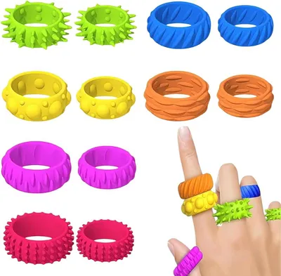 Productafbeelding van Anti-stress speelgoed - Set van 12 - Fidget-speelgoed - Sensorische ringen - Fidget-decompressiespeelgoed