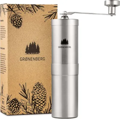Produktbild von Kaffeemühle manuell | Edelstahl Kaffeemühle mit Keramik-Kegelmahlwerk | Kaffeemühle Hand | Handkaffeemühle