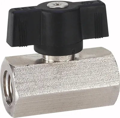 Immagine prodotto di BEE G Mini rubinetto a sfera in ottone, 93410, 1/4" IG/IG, maniglia ad alette, PN12, 1 pz.