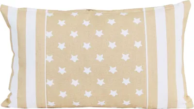 Immagine prodotto di HOMESCAPES Fodera per cuscino Star in beige con bordo a righe, 30 x 50 cm