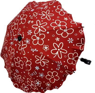 Produktbild von BAMBINIWELT Sonnenschirm für Kinderwagen Ø68cm UV-Schutz50+ Schirm Sonnensegel Sonnenschutz, FLOWERS ROT