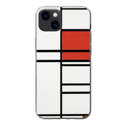 Produktbild von MuchoWow® Handyhülle Schutzhülle Hülle für iPhone 13 mini Komposition mit Rot und Weiß - Piet Mondrian Silikon Softcase Handy Hülle - Softcase