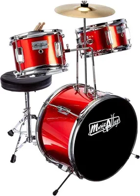 Productafbeelding van Famanu kinderdrumstel - drieledig, inclusief bekkenspedaal, drumstokken en een drumkruk