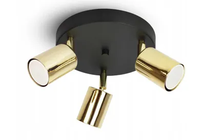 Zdjęcie produktu dla LUXOLAR Lampa sufitowa 3-punktowa regulowana GU10 LED 25W kolor czarny/złoty - Lampa wisząca sufitowa metalowa - Idealana do salonu, sypialni, pokoju