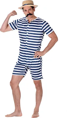 Produktbild von Badeanzug retro blau und weiß für Herren L
