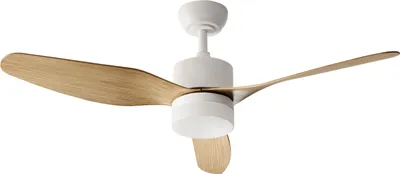 Produktbild von BELIANI Deckenventilator mit Licht Weiß Metall Fernbedienung 3 Flügel in Holzoptik 3 Geschwindigkeitsstufen Timer 3 Farblichtmodi Wohnzimmer Büro Flur