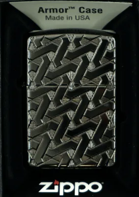 Obrázok produktu pre Zippo 49173 Geometric Weave Design Armor Black Ice búrkový zapa?ova? plnite?ný dar?eková krabi?ka