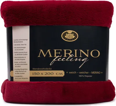 Produktbild von Gözze Merino Wendewohndecke karminrot 180 x 220 cm