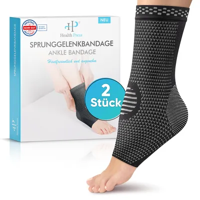 Produktbild von Health Press Sprunggelenkbandage – Sprunggelenkorthese, Sprunggelenkstütze & Knöchelbandage